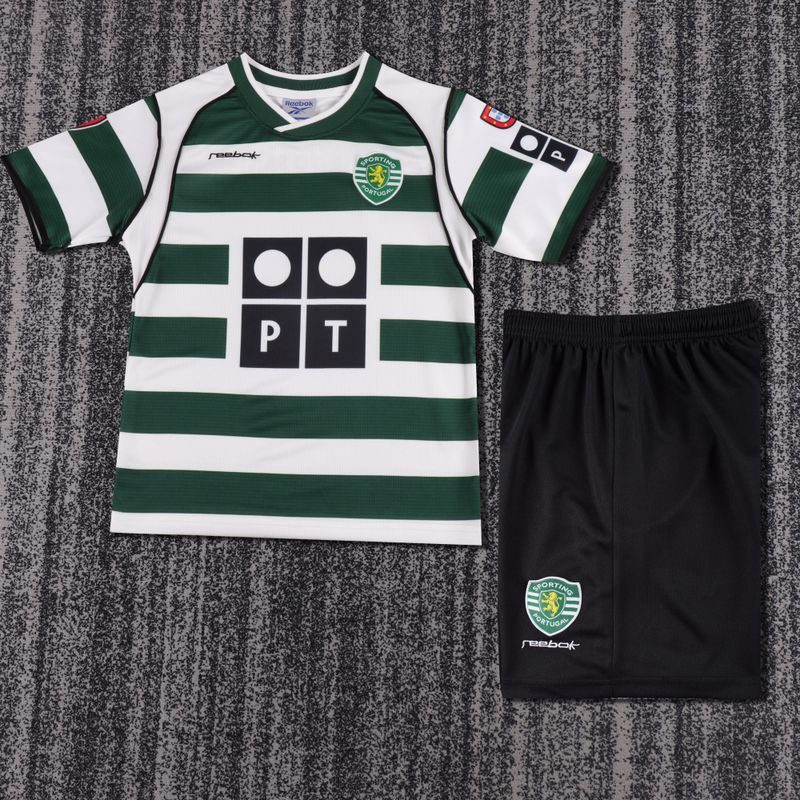 Maillot domicile rétro Sporting Lisbonne 2001-2003 pour enfant