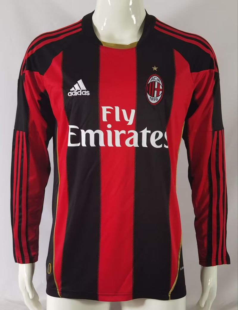 Maillot rétro domicile AC Milan 2010-2011 Manches Longues