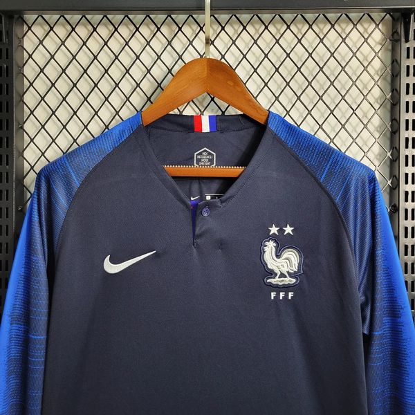 Maillot de foot vintage manches longues domicile France 2018
