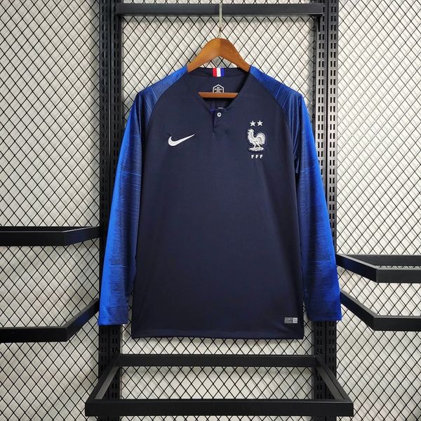 Maillot de foot vintage manches longues domicile France 2018